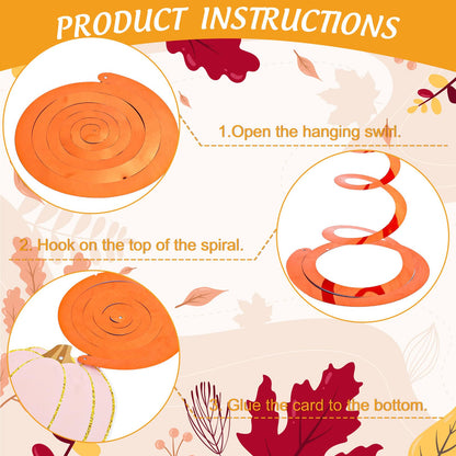 FYSUIMU 48 Pcs Fall Pumpkin Hanging Swirls Pink Orange Cute Pumpkin Ceiling Spiral Streamer Pre-Assembled Autumn Thanksgiving Hanging Ornaments for Autumn Harvest Home Party Wall Decoration Supplies