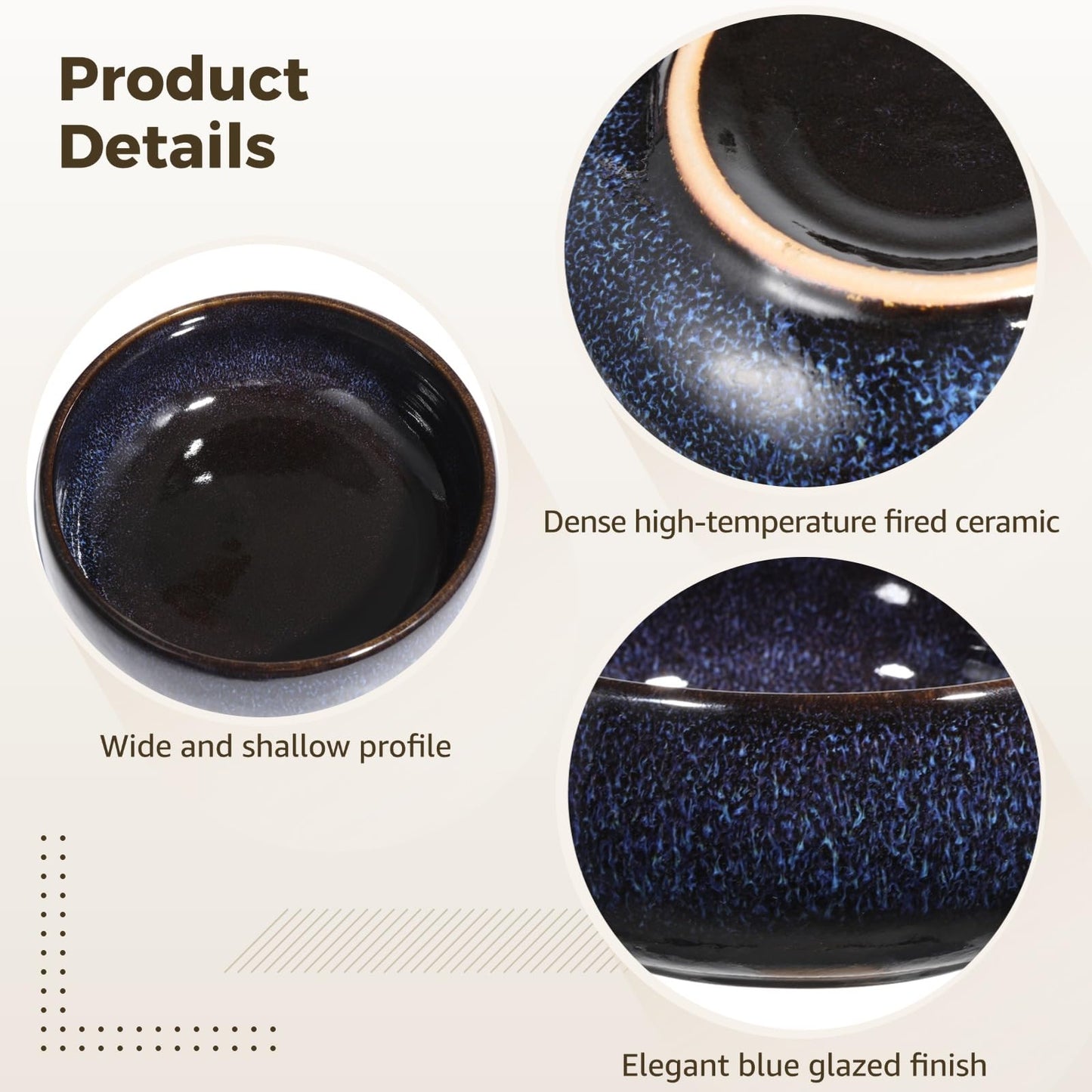 NIMBLOOM Ceramic Lotus Bowl Planter, Shallow Glazed Bonsai Pot for Water Plants, Blue Wide Dish Vase for Lotus Seeds Water Lily, Succulents and Hydroponic Arrangements, Tabletop Decor