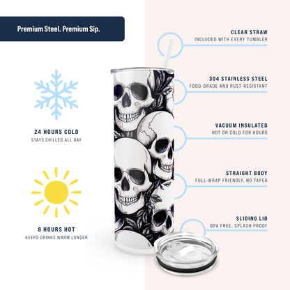 Hogg Glow in the Dark Halloween Travel Mug, Skull Tumbler, 20 oz Insulated Stainless Steel Halloween Coffee Tumbler, Spooky Cups for Adults, Festive Glow in the Dark Skull Coffee Cup