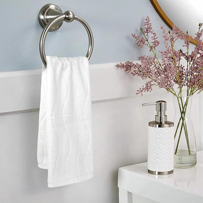 White Hand Towels for Bathroom Wavy Jacquard