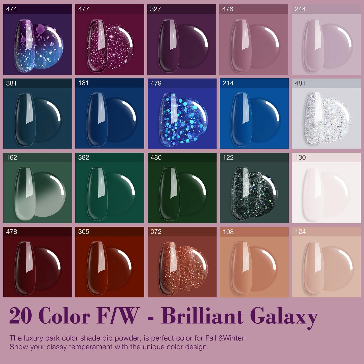 AZUREBEAUTY 31 Pcs Dip Powder Nail Kit 20 Colors Glitter Nude Brown Pink White Gray Dip Powder Liquid Set with Top/Base Coat Activator for French Nails Art Manicure DIY Salon Women Valentine's Gift