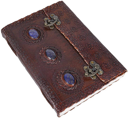 Leather Journal Medieval Stone Embossed Handmade Book of Shadows Vintage Notebook Office Diary College Poetry Sketch Book 10 x 7 Inches - Gift for women & men