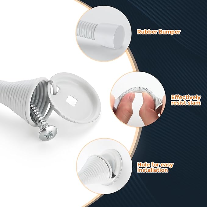 Ravinte Door Stoppers, 24 Pack White Spring Door Stops with Rubber Bumper, Door Stoppers for Bottom of Door