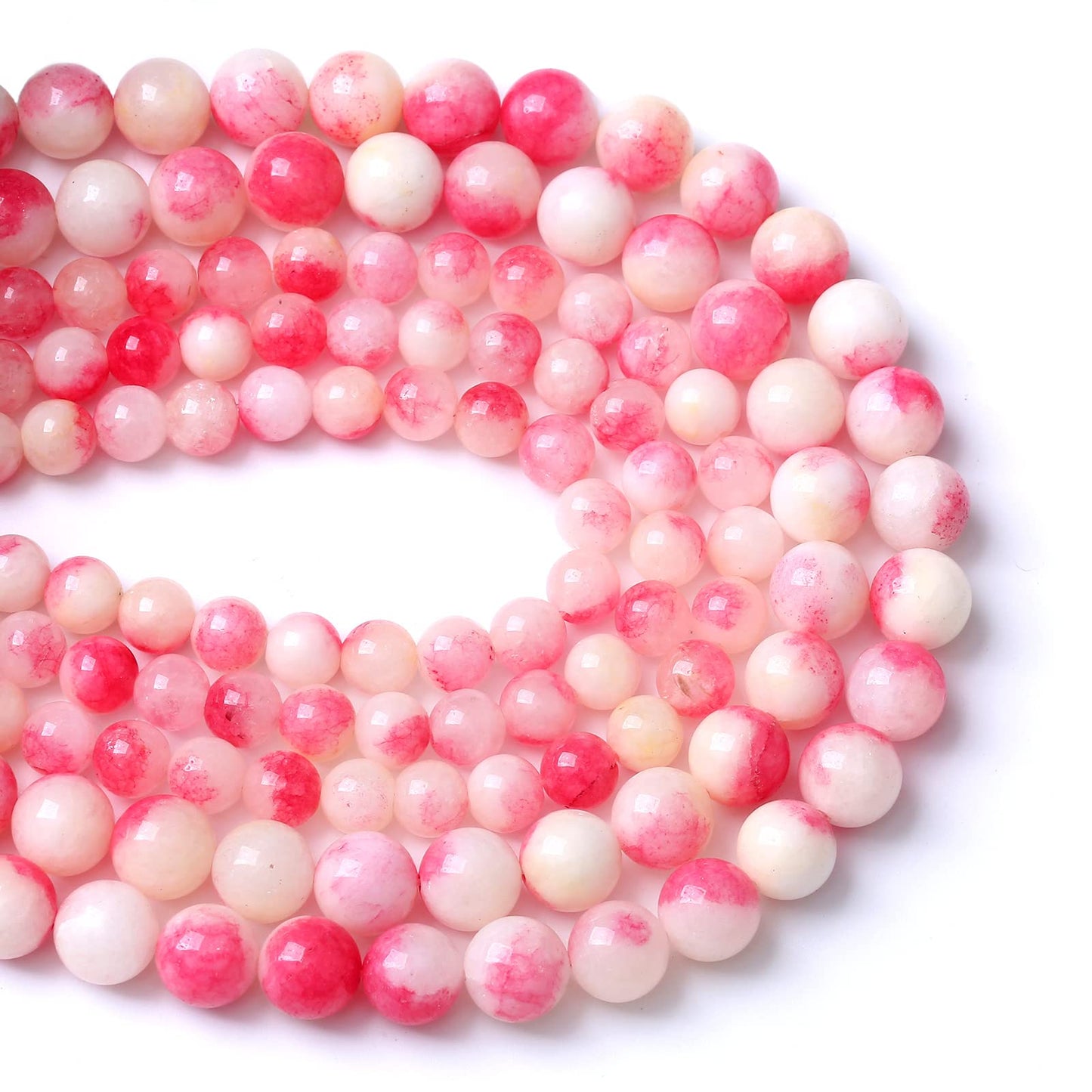 90PCS 8MM Pink Tourmaline Jade 2 Strands Stone Beads for Jewelry Making DIY Bracelet Necklace