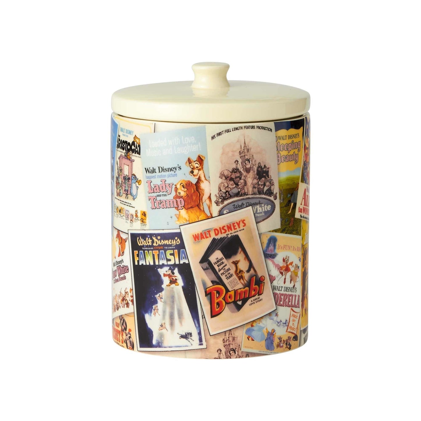 Enesco 6001023 Disney Ceramics Classic Film Posters Cookie Jar Canister, 9.25 Inch, Multicolor