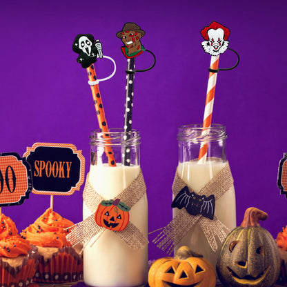 C1krint 2025 Halloween Advent Calendar - Contain 24 Gifts Horror Movie Character Advent Calendar Straw Topper Keychains Figures Toy for Kids Halloween Christmas Countdown Calendar Birthday Party Gifts