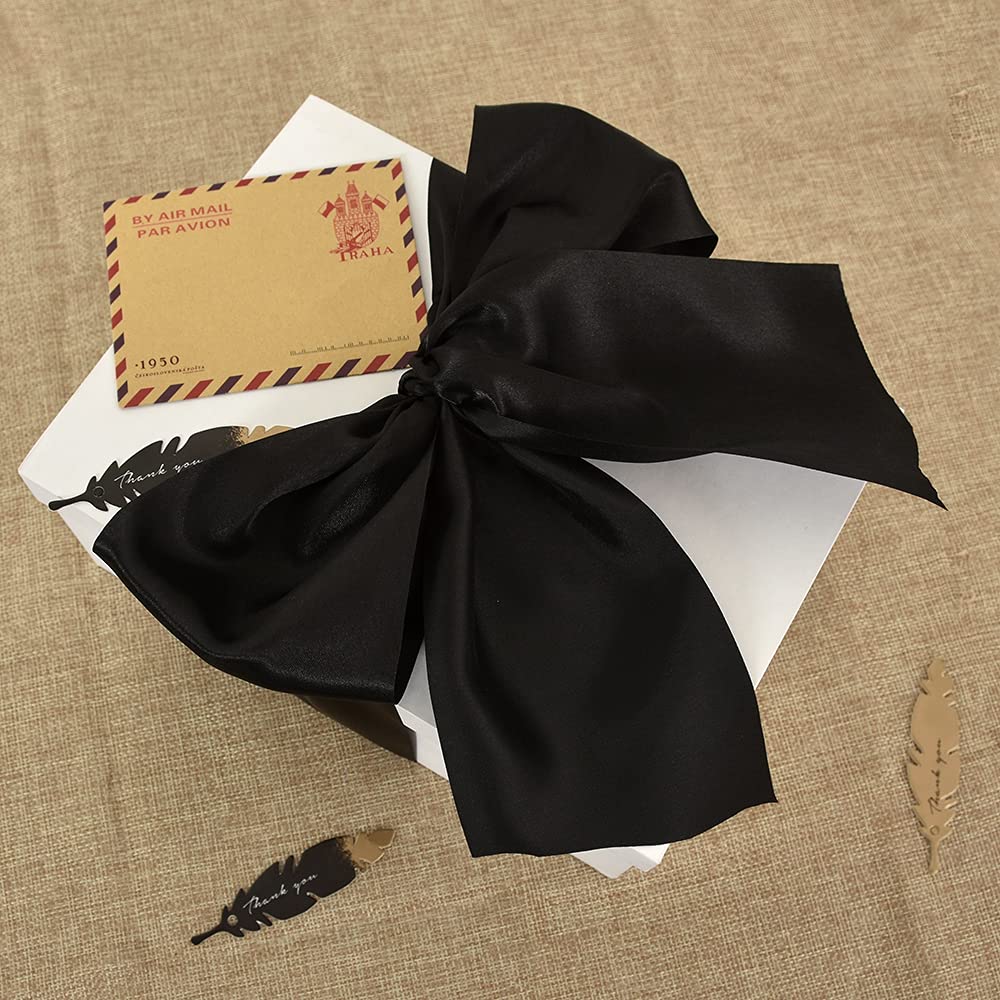 TONIFUL 4 Inch Wide Black Solid Satin Ribbon 22yd Fabric Large Ribbon for Cutting Ceremony Grand Opening Chair Sashes Table Hair Car Bows Floral Craft Gift Wrapping Wedding Halloween Party Decoration