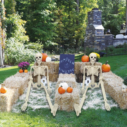 CAMIRUS 2 Pack 36" Posable Skeleton, 3ft Halloween Decoration with Movable Joints