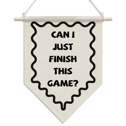 RUKUPA Video Game Room Wall Art Decor, Boys Room Hanging Pennant Flag, Can I Just Finish This Game Minimalist Gaming Wall Art Poster Hanger for Kids Teen Boys Bedroom Playroom Decor, 11x15 Inch