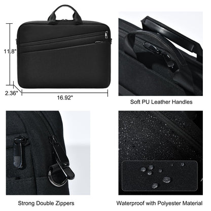 natyrlpog 15.6 Inch Business Laptop Bag for Men & Women, Waterproof Polyester Briefcase for Work, Commute, Travel (black)