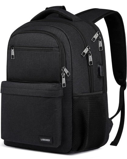 LIBENED School Backpack for Teen Boys Mens, 15.6 Inch Laptop Backpack, College High School Book Bag for Students, Black