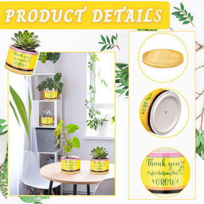 Moonld 4 Pcs Teacher Appreciation Gifts Succulent Pots Mini Ceramic Plant Pot for Teachers Appreciation Gift Exchange Gifts Thank You Teacher Party Favors