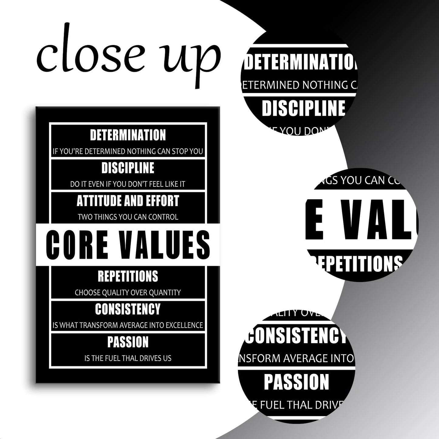 Inspirational Entrepreneur Quotes Core Values Motivational Wall Art Poster Print on Canvas Modern Positive Theme Picture Artwork for Living Room Office Gym School Stretched and Framed [24''Wx36''H]