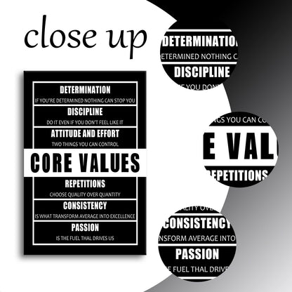 Inspirational Entrepreneur Quotes Core Values Motivational Wall Art Poster Print on Canvas Modern Positive Theme Picture Artwork for Living Room Office Gym School Stretched and Framed [24''Wx36''H]