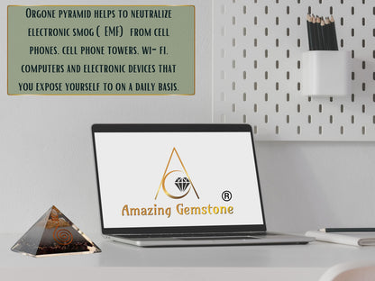 Amazing Gemstone Large Orgone Pyramid | Glow in Dark Garnet Pyramid Crystal | Orgonite Pyramid | Organ Pyramids Positive Energy Healing