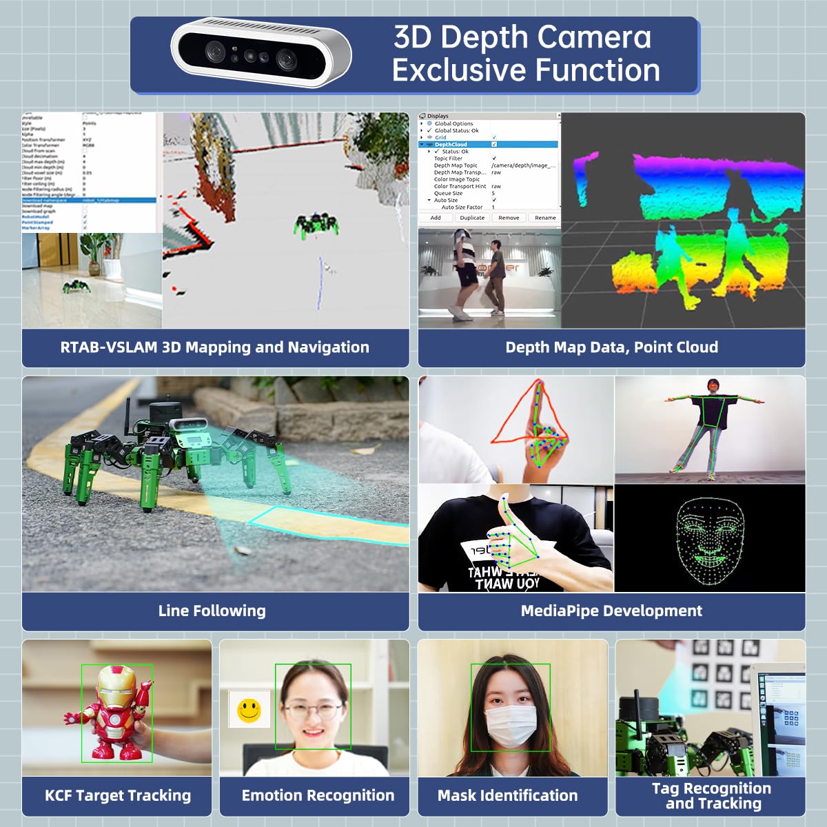Hiwonder JetHexa Hexapod Robot Kit for Jetson Nano 3D Depth Camera, G4 Lidar and Lidar Mapping Navigation ROS AI Robot Kit (Advanced Kit)