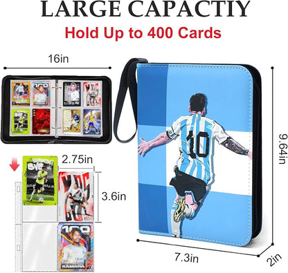 400 Pockets Soccer Card Binder for Soccer Cards 2025 2026,Portable Waterproof Storage Bag with Removable Sleeves for Topps Sports Cards Collectors