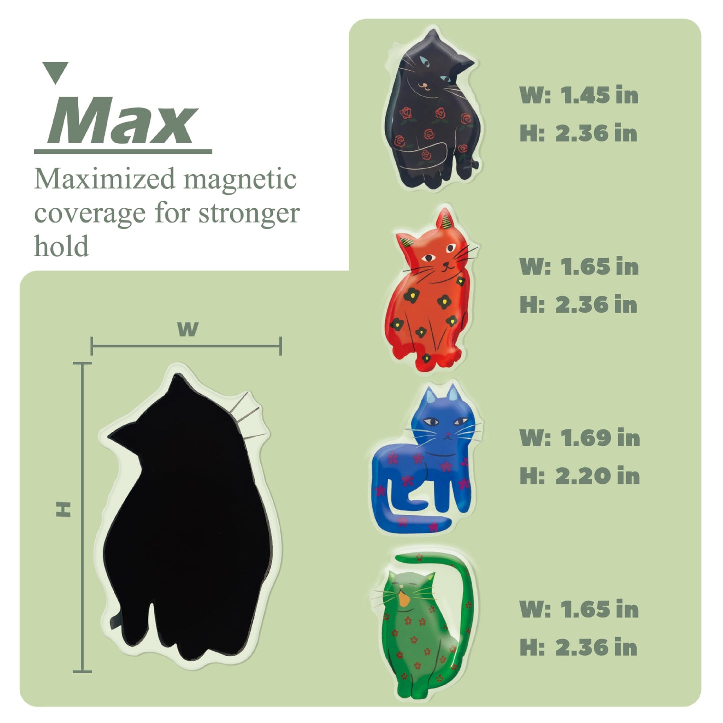 Cute Cat Fridge Magnets – Set of 4 Acrylic Refrigerator Magnets with Epoxy Domed Surface – Playful Cartoon Pet Designs with Strong Hold – Gift for Kids, Animal Lovers, Locker & Kitchen Decor