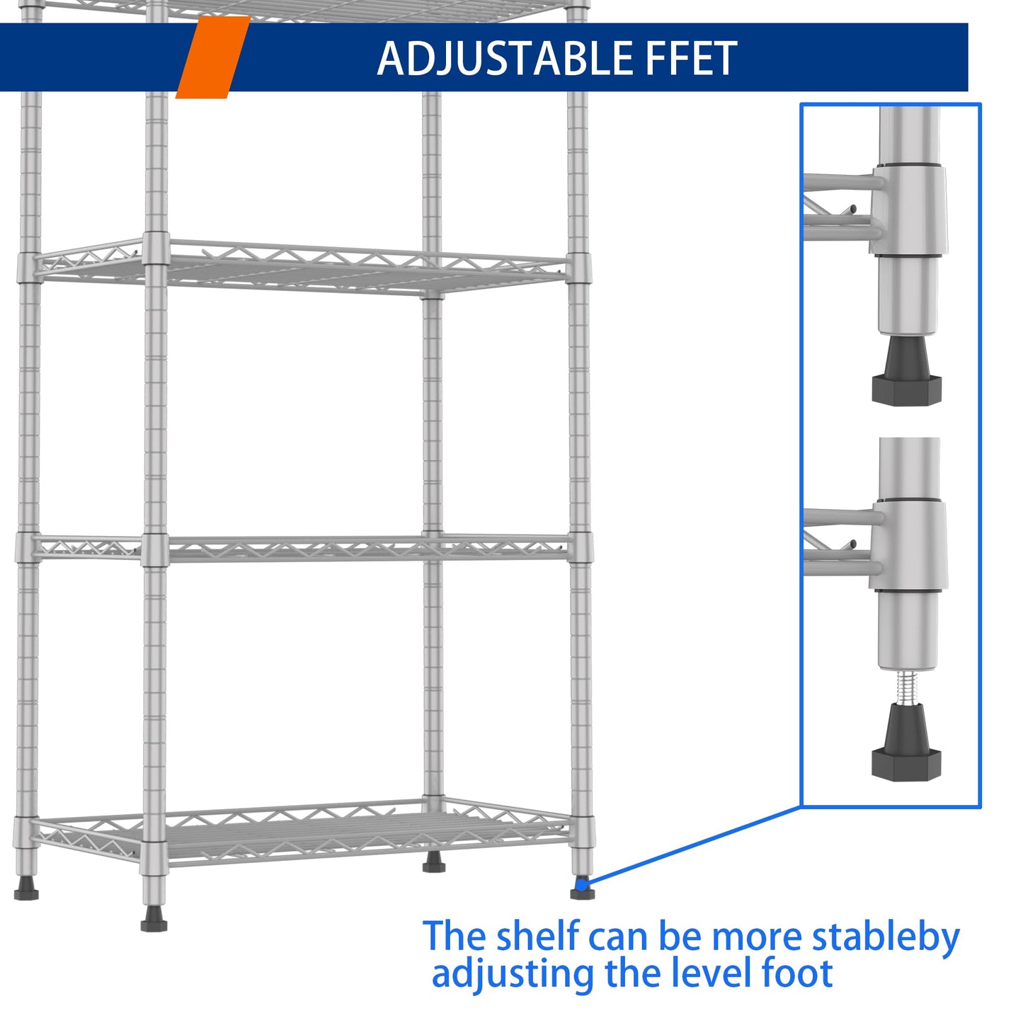 REGILLER 5-Wire Shelving Metal Storage Rack Adjustable Shelves,Standing Storage Shelf Units for Laundry Bathroom Kitchen Pantry Closet(Black,11.8" D x 16.6" W x 53.5" H)