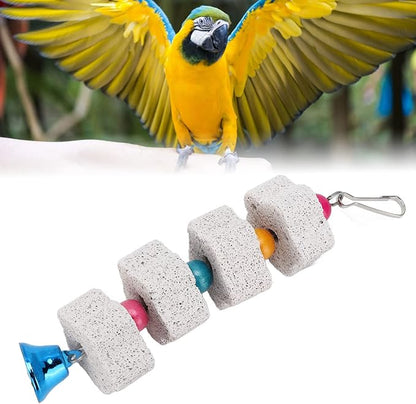 Parrots Chewing Supply, Bird Beak Grinding Stone Bell Teeth Grind Beaks Trimmed Pet Cage Accessories Wooden Blocks Craft Part Mini Chip Charms DIY Playing Shredding Chips Small Chew Foraging