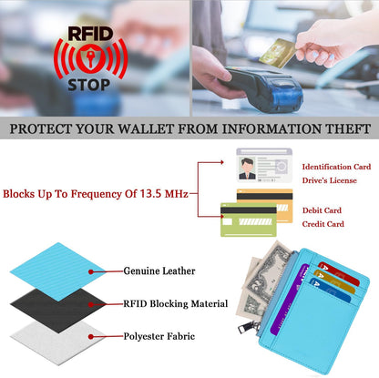 YOXIER Slim Minimalist Wallet, Front Pocket Wallets, RFID Blocking, Credit Card Holder for Men & Women (blue)