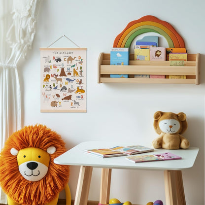 Cute Animal Number Chart Alphabet Poster Hanger, ABC Chart Wall Decor, Toddler Learning Posters, Educational Posters Homeschool Supplies, Wall Art Wall Hanging Banner Home Baby Room Nursery Decor