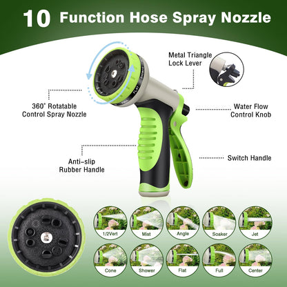 WHOBUY 25FT Metal Garden Hose 304 Stainless Steel Flexible Water Hose - No Kink & Tangle Heavy Duty Pipe with Nozzle, Durable 3/4 Brass Fittings and Valve - Rust Proof Puncture Proof for Yard Lawn