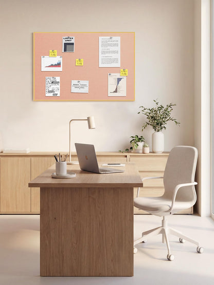 Bulletin Board 30 x 20 inches, Aluminum Framed Fabric Cork Board with 10 Push Pins (Blush Coral, 30 x 20 inches)