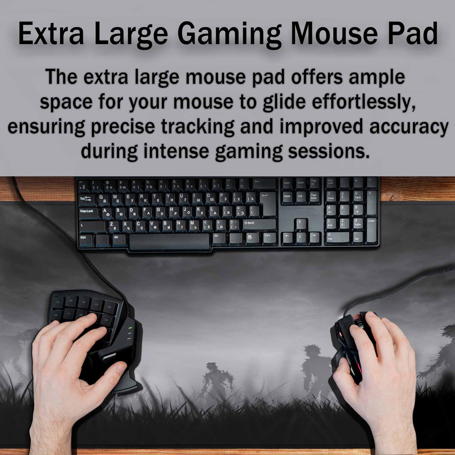 Y YIHANGBEST Creepy Zombies Gaming Mouse Pad Haunted Field Eerie Landscape Halloween Large Mousepad Desk Keyboard Mat for PC,Home,Office 35.4"X15.7"