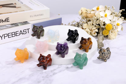 Top Plaza 1 PC Dragon Bloodstone Crystal Cute Cat Figurine Gifts Carved Healing Lucky Home Decor Natural Gemstone Cats Collectibles Pocket Sculpture for Cat Lovers