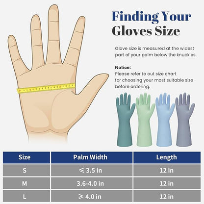 Rubber Kitchen Dishwashing Gloves - 3 Pairs Colorful Reusable Household Cleaning Gloves For Washing Dishes And Cleaning Tasks，Flexible And Durable Waterproof (Medium, Dark Green+Green+Gray)
