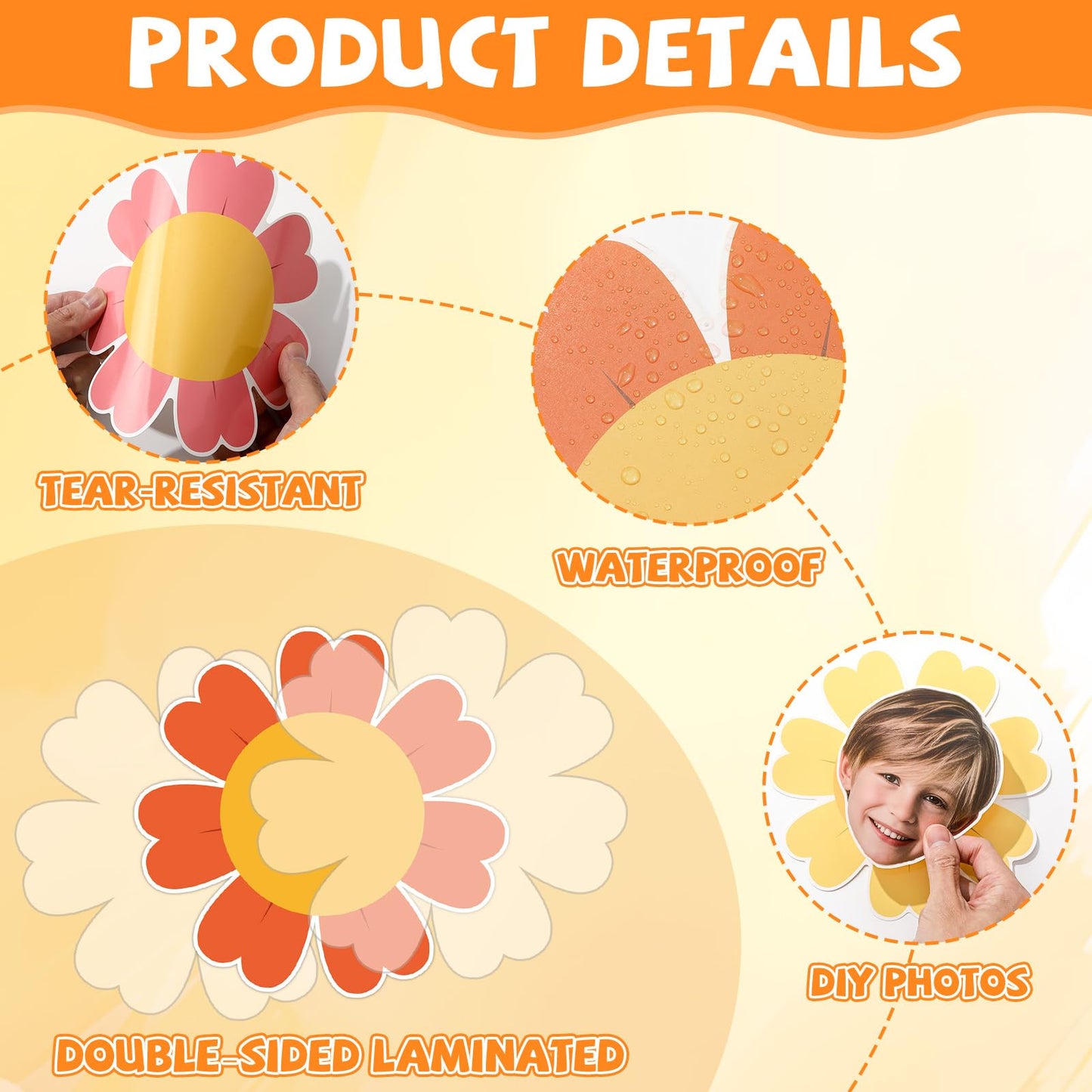 60pcs Spring Theme Flower Cutouts Boho Daisy Bulletin Board Decoration Back to School Flower Paper Cut-Outs Classroom Decor for Kids Classroom DIY Craft Photo Kindergarten Preschool Wall Door Supplies