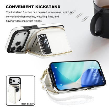 Bocasal Crossbody Wallet Case for iPhone 17 Pro Max, RFID Blocking PU Leather Zipper Handbag Purse Flip Cover, Kickstand Folio Case with Card Slots Holder Wrist Strap Lanyard 5G 6.9 Inch (White)
