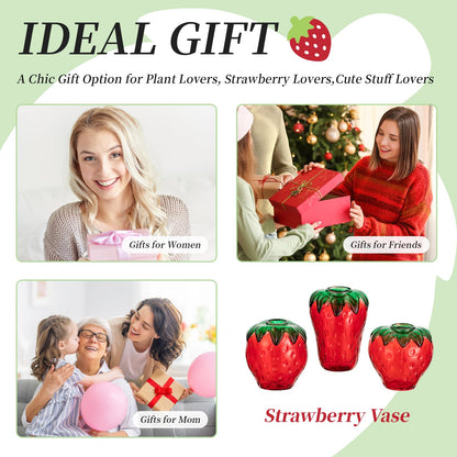 Glass Strawberry Propagation Vase Decor: Glasseam Cute mini vases Propagation Stations for Home - Unique 5Pcs Flower vase Set Terrarium Jar Gifts for Women Friends Mom Birthday Housewarming Holidays