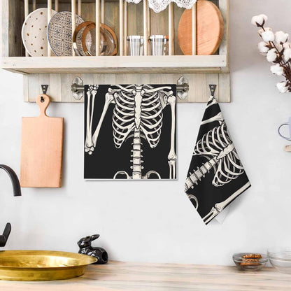 Gakycpen Human Skeleton Posing Kitchen Towels Spooky Halloween Soft and Super Absorbent Dish Towels 2 Pack 16 X 24 Inches