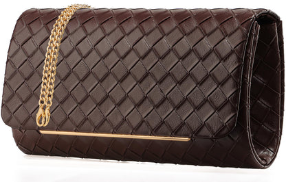 nodeber Women's Clutch Purse with Detachable Strap | Evening Handbags for Parties and Weddings(Chococlate)