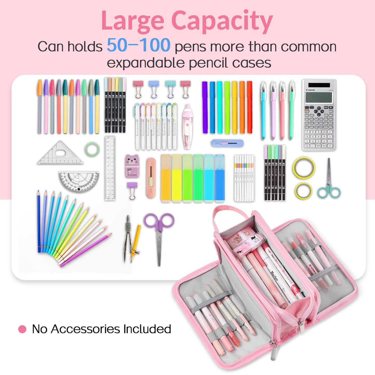 Sooez Large Pencil Case, Big Capacity Pencil Pouch Pen Bag with 3 Compartment, Portable Canvas Stationery Organizer with Zipper, Cute Aesthetic School Supplies for Teen Girls Boy, Pure Black