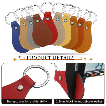 Nosiny 100 Pcs Leather Keychain Blanks Bulk 10 Colors Blank Keychain for Laser Engraving PU Leather Key Fob Kit for DIY(Cute Color)