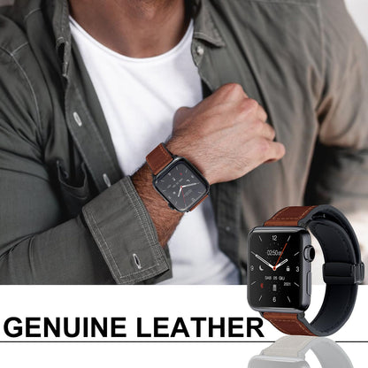 WestEagle Magnetic Leather Bands Compatible with Apple Watch 49mm 46mm 45mm 44mm 42mm(S3/2/1) for Men Women, Genuine Leather with Magnetic Buckle for iWatch Ultra1/2/3 Series SE11/10/9/8/7/6/5/4/3/2/1