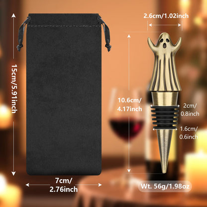 MR.BARWARE Ghost Wine Stopper – Spooky Gift for Men Women, Bronze Ghost-Shaped Bar Accessory with Gift Bag, Perfect for Halloween Birthday Fathers Day Christmas