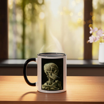 Vincent van Gogh Head of a Skeleton with a Burning Cigarette Ceramic Mug, Black/White