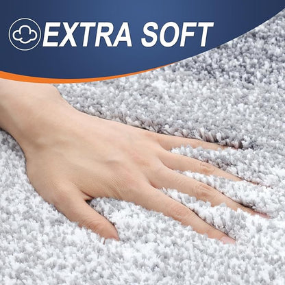 OLANLY Large Bathroom Rugs Mat 45x27, Extra Soft Absorbent Microfiber Bath Rugs, Rubber Backing, Quick Dry, Washable Bath Mats for Bathroom Floor, Tub and Shower, Home Decor Accessories, Light Grey