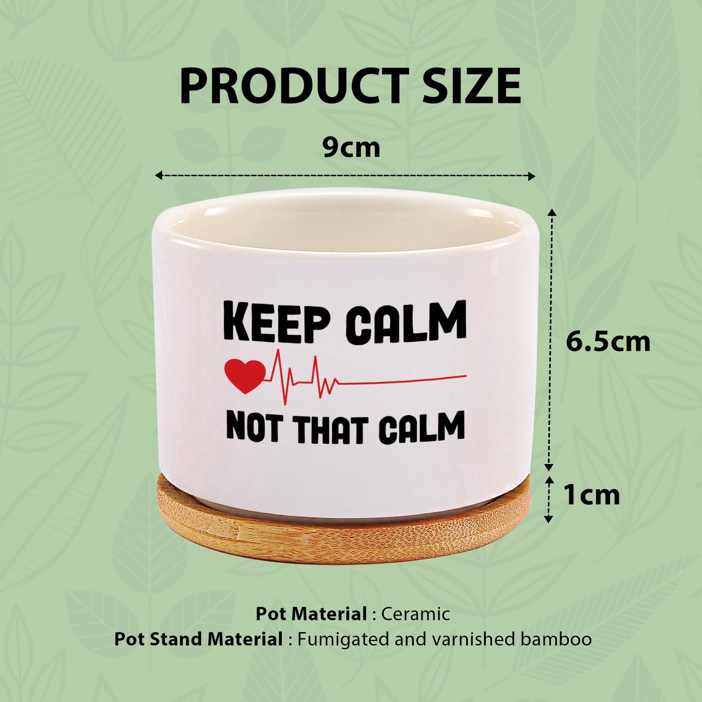 Keep Calm Not That Calm Nurse Gifts Ceramic Succulent Plant Pot Round Doctor EMT Nursing Student Cardiologist Home Office Decor Plant Lover 3.5 Inch White (No Plants) (with Bamboo Tray)