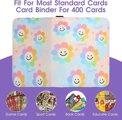 4-Pocket Card Binder with 50 Removable Pages, Holds 400 Cards | Fits trading, sports, gaming and collectible cards. Great for boys and girls to organize and protect collections(Sunflower)