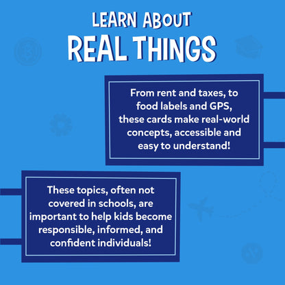 Skillmatics Flashcards for Kids – Learn About Real Things, 70 Cards on Money, Taxes & Concepts Schools Don't Teach, Practical Life Skills for Homeschool & Middle School, Gift for Tweens Ages 7-14