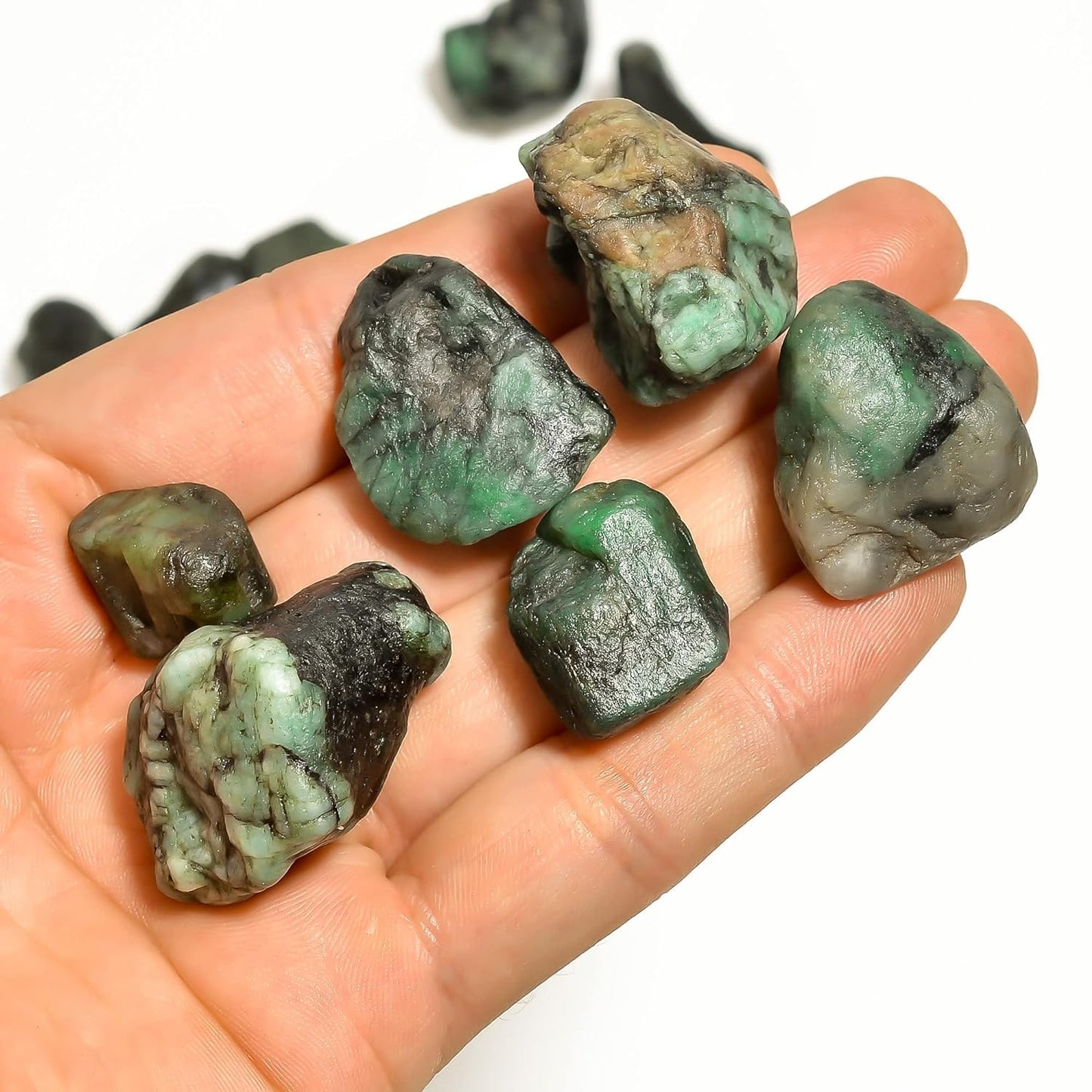 GEMKORA 100 carats Raw Green Emerald Stone Lot, Rough Gemstone, Natural Crystals, Chakra Crystals, Healing Stones, Wholesale Pack, Jewelry Making Supply, Supply, (2 to 3pcs)