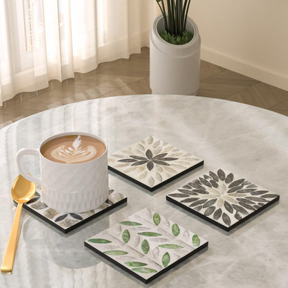 Leadiy Square Resin Coasters for Drinks,Set of 4 Non-Slip Coffee Cup Coasters, 4x4 Inches Desk Accessories, Absorbent Desktop Office Home Decor, Perfect for Coffee Table, Bar, Kitchen, and Party
