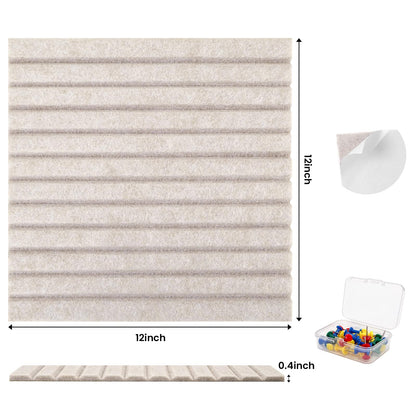 TOMAIX 12-Pack Felt Bulletin Boards (11.8" x 11.8") – Self-Adhesive Wall Tiles with Pushpins; Ideal for Offices, Classrooms, and Home Decor; for Posting Notes, Photos, and Memos (Light Camel)