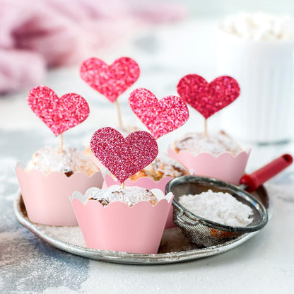 Vesici 100 Pcs Pink Cupcake Liner Pastel Cupcake Paper Wrappers Scalloped Baking Cups Bake Artistic Cake Cups Decoration for Mom Nurse Valentines Summer Wedding Birthday Tea Party Supplies