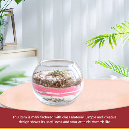 Gadpiparty Hydroponic Glass Vase 15cm Round Bubble Fish Bowl Terrarium Planter Glass Container for Succulent Plants Home Office Decor